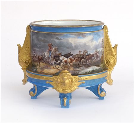 Manifattura francese della fine del secolo XIX, Cache-pot in porcellana a fondo