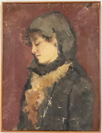 Uberto Dell' Orto "Ritratto femminile" olio su tela (cm 63x48) In cornice (difet