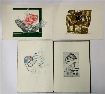 Lotto composto da cinque acqueforti e litografie di Avenali, Fasan, Fioroni, Gi