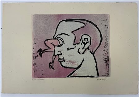 Mino Maccari "Figura" litografia - prova di stampa (cm 33,5x49), firmata e iscri