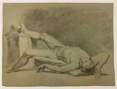 Scuola del secolo XVIII “Studio per figura” inchiostro acquarellato e biacca su