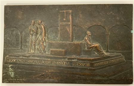 Carlo Rivalta bassorilievo commemorativo in bronzo da un opera di Arrigo Minerbi