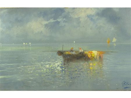 Firma illeggibile Marina Olio su cartoncino Firmato Misure 27x42 cm