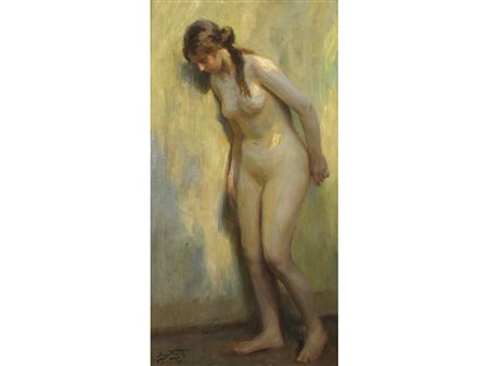 Hugo Vogel (Magdeburgo 1855-Berlino 1934) Nudo Olio su tela Firmato e datato...