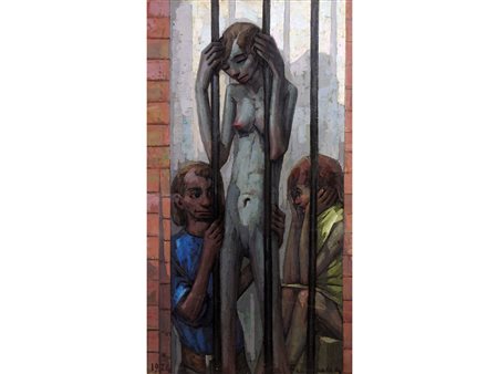 Franco Ferlenga (Castiglione delle Stiviere 1916-2004) Sbarre Olio su tela...