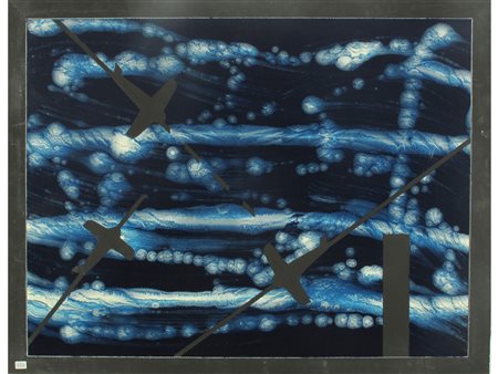 Franco Angeli (Roma 1935-1988) Battaglia di aerei Smalto su tela Firmato...