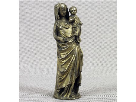 Scuola francese (XVII secolo) Madonna con Bambino Bronzo dorato Altezza 21 cm