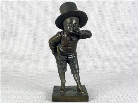 Antonio Pandiani ( Milano 1838-1928) Meneghino Bronzo Firmato Altezza 29.5 cm