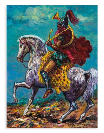 GIOVAN FRANCESCO GONZAGA (1921-2007) - Cavaliere con buccina, primi anni '80
