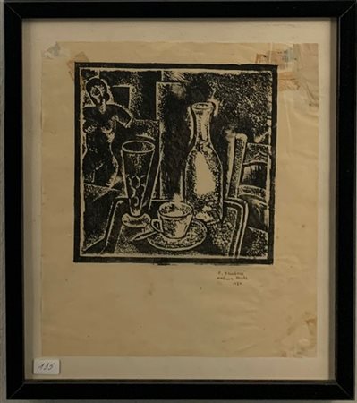Orfeo Tamburi "Natura morta" 1930
xilografia
cm 25,5x21,5
firmata, titolata e da