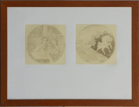 Aligi Sassu "Senza titolo" 
acquaforte
cm 55x75
firmata e numerata 63/100. In co