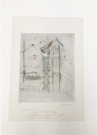 Armando Marrocco "I cavalieri ardenti" 
acquaforte
(lastra cm 33x26,5; foglio cm