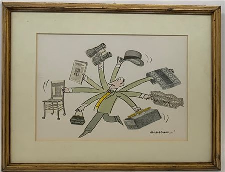 Marco Biassoni "Senza titolo" 
vignetta a tecnica mista e collage su carta
cm 21