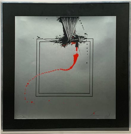 Emilio Scanavino "Senza titolo" 
serigrafia su carta argentata
cm 45x44,5
firmat