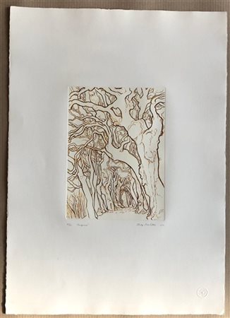 Philip Pearlstein "La ragnaia di Sestano" 1989
acquatinta
(lastra cm 30,5x22,5;