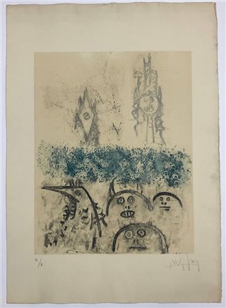 Wifredo Lam "Senza titolo" 1962
acquaforte e acquatinta a colori
(lastra cm 47,5