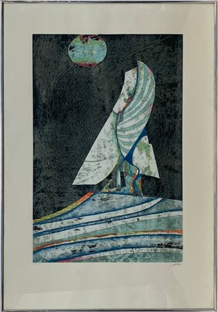 Gianni Dova "Senza titolo" 
serigrafia a colori - prova d'artista
cm 99x68,5
fir