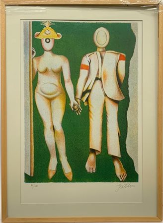 Franco Gentilini "Senza titolo" 
litografia a colori
foglio circa cm 60x40
firma
