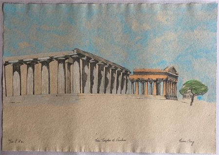 Thomas Corey "Three temples at Paestum" 1983
litografia a colori
cm 54,5x78
firm