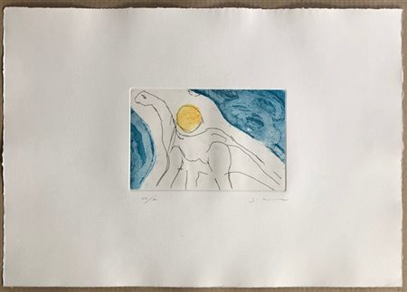 Mario Schifano "Estinto" 1983
acquaforte e acquatinta a colori
(lastra cm 13x20;