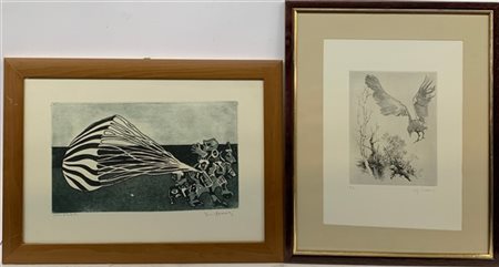 Lotto composto da due acqueforti di Timoncini e Casorati e una litografia di Po