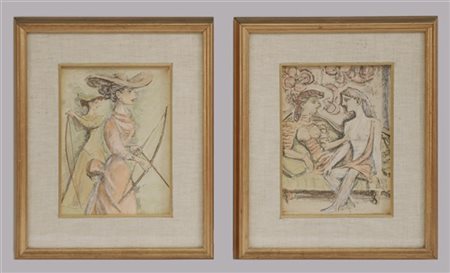 Massimo Campigli "Antiope" e "Seduzione" 
Due litografie tratte dall'opera "Thes