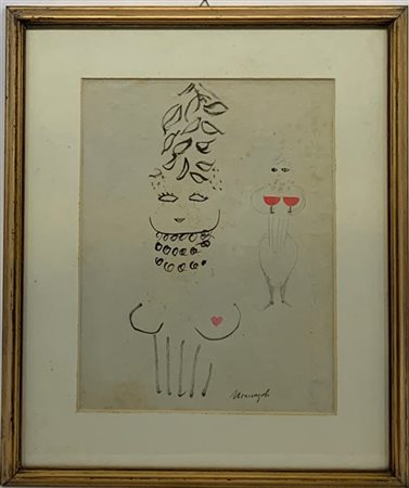 Franz Marangolo (Attr.) "Senza titolo" 
schizzo a tecnica mista su carta
cm 27x2