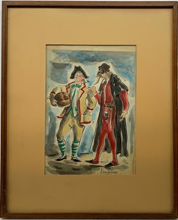 Mario Vellani Marchi "Meneghino e Pantalone" 1962
acquerelli e china su carta
cm