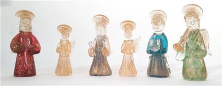 Archimede Seguso Lotto composto da sei sculture raffiguranti angeli, in vetro so
