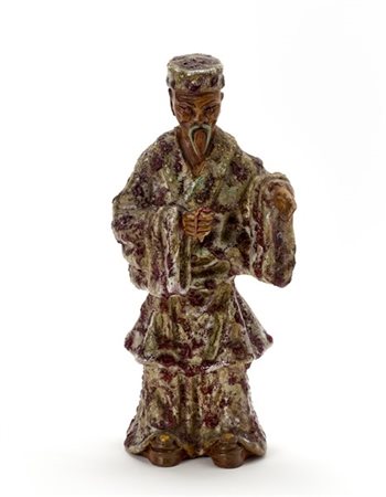 Marcello Fantoni Scultura in ceramica smaltata in policromia raffigurante un sag