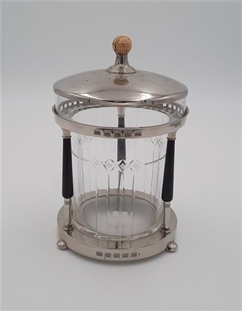 W.M.F. Contenitore Art Nouveau in vetro trasparente incolore decorato alla mola