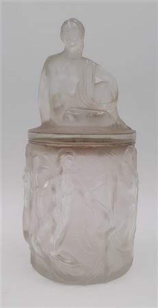 Sabino Contenitore déco con coperchio in vetro soffiato in stampo e decorato a r