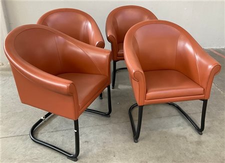 Poltrona Frau Lotto composto da quattro poltroncine con struttura in tubolare di