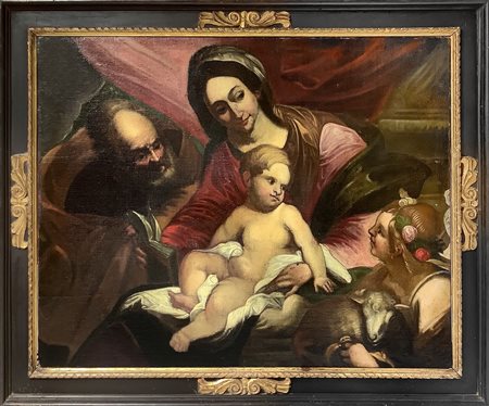 Valerio Castello (copia da) (Genova  12.12.1624-Genova 17.02.1659)  - Sacra famiglia con San Giovannino, Late 17th / 18th century