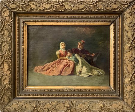 Morelli, Domenico (Italian 1823-1901)  - Personaggi intenti alla musica e alla lettura