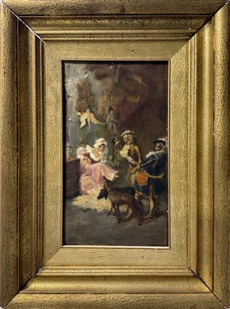 Interno con personaggi in abiti settecenteschi, nineteenth century