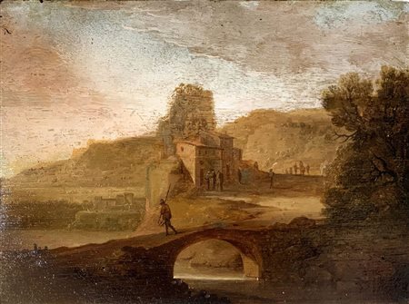 Paesaggio con ponticello e fiume, XVIII Century