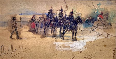De Albertis, Sebastiano (Milano  1828-Milano 1897)  - Carabinieri a cavallo e personaggi,  nineteenth century