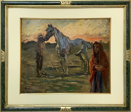 Milesi, Alessandro (Venezia 1856-Venezia 1945)  - Cavallo con personaggi