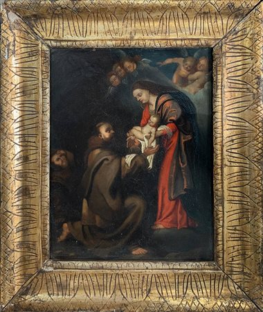 Madonna con bambino e San Francesco di Paola, 17th century, Italy