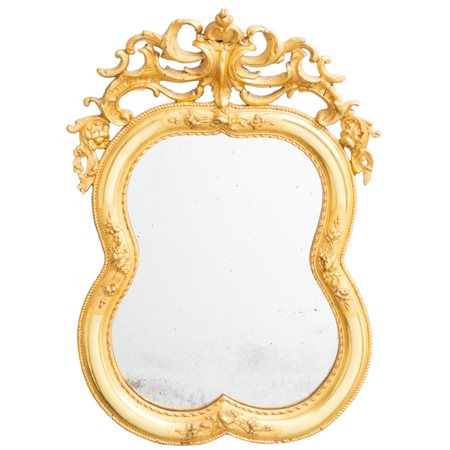 SPECCHIERA a scudo in legno e pastiglia