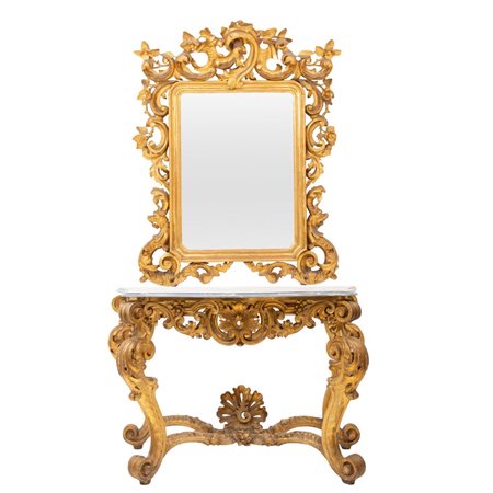 IMPORTANTE CONSOLLE BAROCCA CON SPECCHIERA