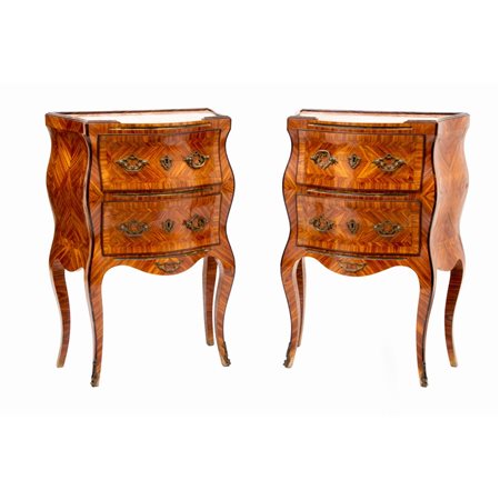 COPPIA COMODINI stile Luigi XV a due cassetti