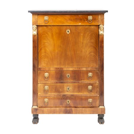 SECRETAIRE tardo Impero in piuma di mogano