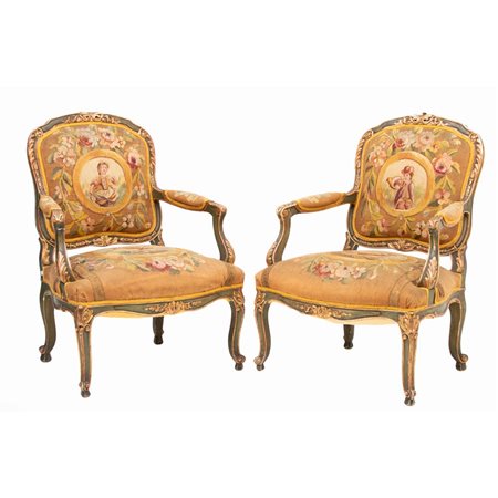 COPPIA POLTRONE laccate e dorate