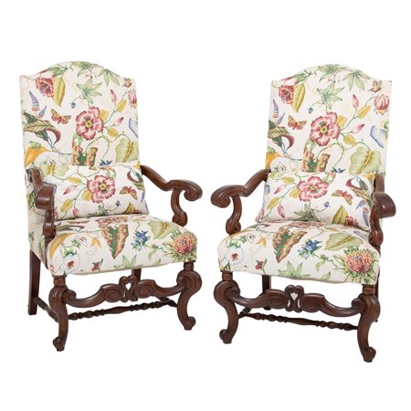 COPPIA SEDIOLONI in legno di noce