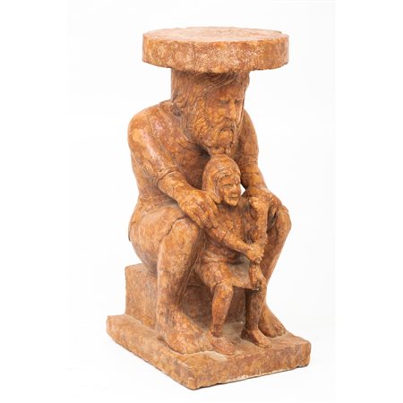 SCULTURA in marmo rosso raffigurante "Figura seduta"