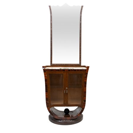 VETRINA a due ante con specchiera in legno