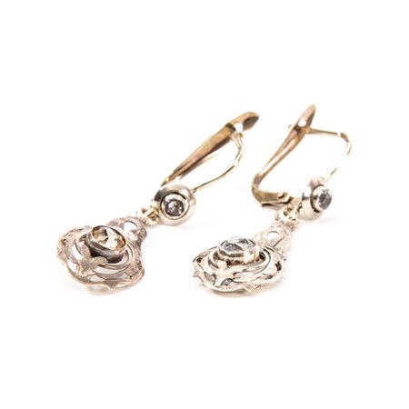 ORECCHINI in oro giallo 9 KT e diamanti vecchio taglio