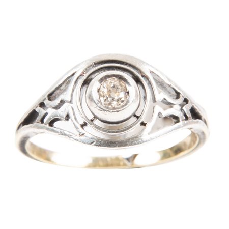 ANELLO in oro giallo 18 KT e argento con diamante centrale